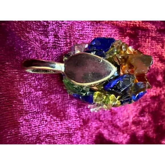 Multicolor Glass Mosaic Pendant With Silver-Tone Bail - Picture 3 of 3
